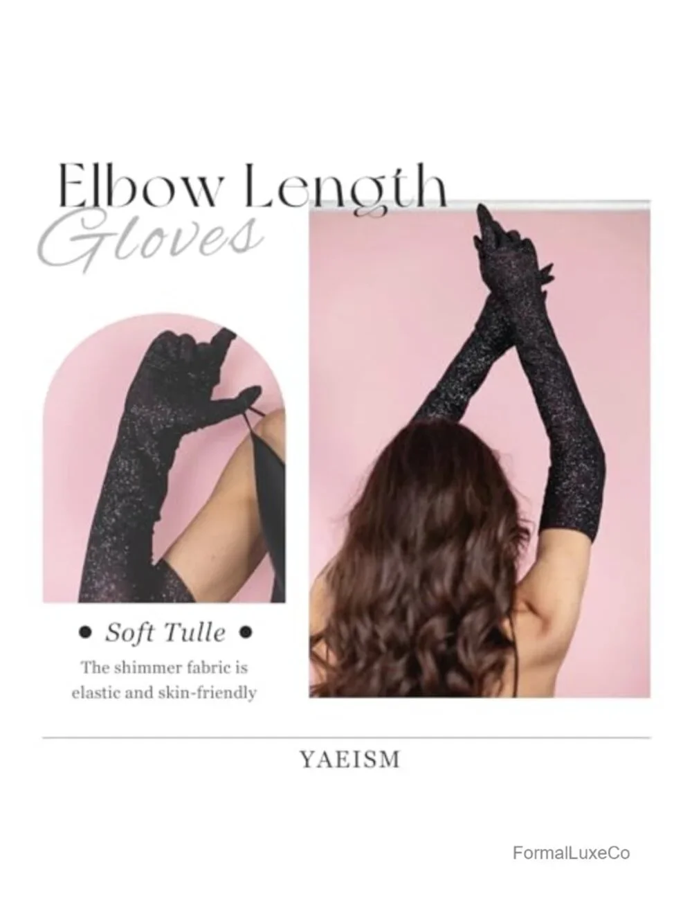 Sheer Tulle Glitter Mesh Long Opera Gloves for Women Bridal Bachelorette Party